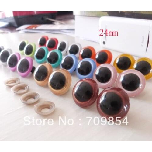 100pcs/lot 24mm safety eyes bear eyes with washer 12 color , mixed color toy eyes