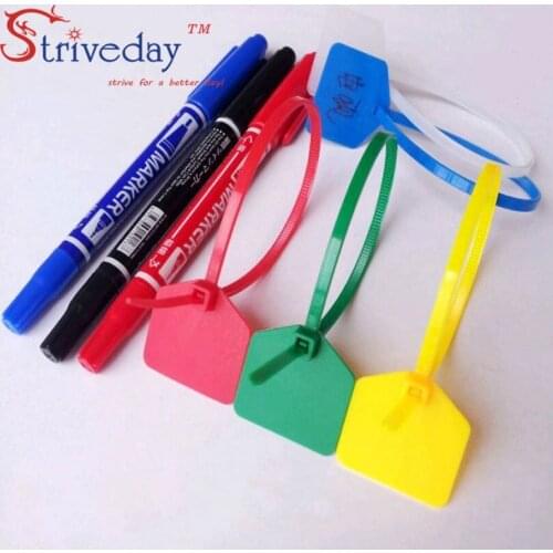 100pcs/lot Disposable plastic Ties Seals label large Signage Ties Seals Tag Logistics Tagout 4*200mm color sent randomly