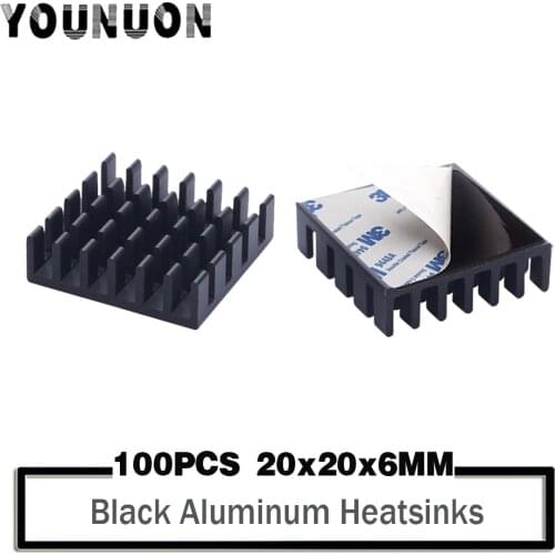 100Pcs YOUNUON 20*20*6mm Heatsink Cooling Fin Cooler Aluminum Radiator Heat Sink for Chip, LED, Power IC Transistor, Module PBC