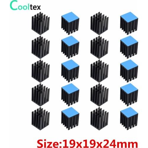 20pcs Aluminum Heatsink 19x19x24mm Heat Sink Cooling Radiator cooler For Electronic Chip MOS IC With Thermal Conductive Tape