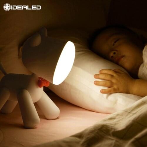 3D Cute Cotton dog Shape Smart LED night light USB Two-shift dimming table lamp Kids Gift Bedside Bedroom Living Room Decoration