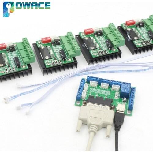 4Pcs TB6560 Single Axis Stepper Motor Driver 3.5A 16 Microstep & 5 axis CNC Breakout Board Interface V5 type Mach/EMC2/KCAM4