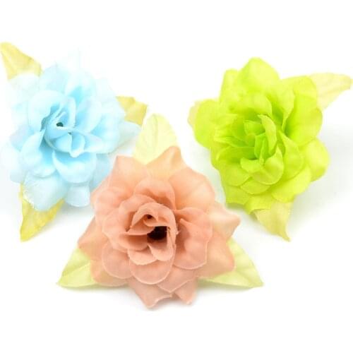 50pcs 4cm Mini Silk Artificial Rose Flower Head For Home Wedding Decoration Handmade DIY Kiss Ball Scrapbook Craft Fake Flowers