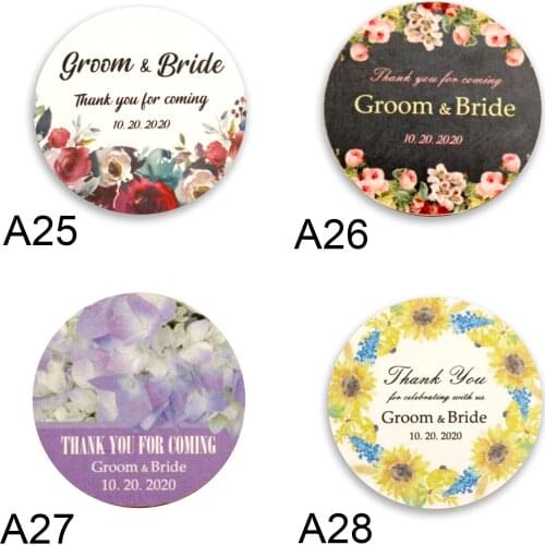 96Pcs 3cm Wedding Sticker Custom Round Name Logo Waterproof Gift Boxes Personalized Label Candy Favors Tags Birthday Baptism