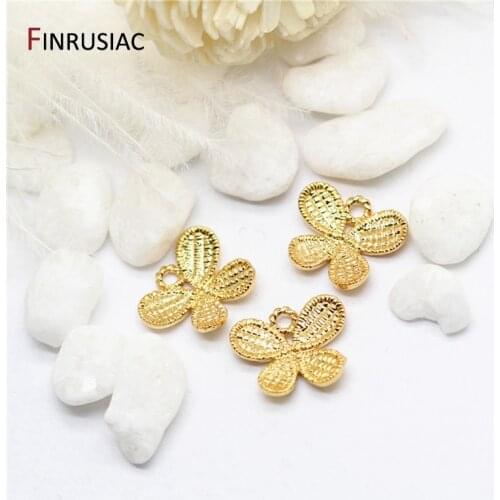 Diy earring accessories 13*11mm 14k gold plated exquisite butterfly pendant diy necklace bracelet jewelry making