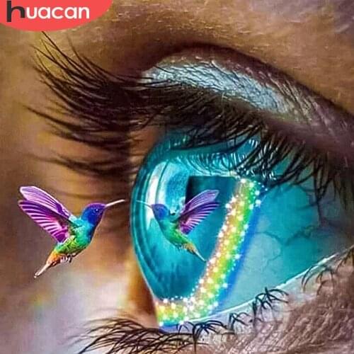 HUACAN Diamond Painting Eye 5D Diy Diamond Embroidery Mosaic Hummingbird Cross Stitch Home Decoration Handcraft