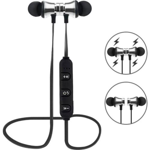 Bluetooth 5.0 Neckband Magnetic Wireless Earphone Sports Stereo Earbuds Music Metal Headphones With Microphone For Smartphone