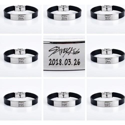 Kpop Stray kids bracelet Bangles birthday name Signature series stainless steel engraved bracelet 2019 new korean fashion style