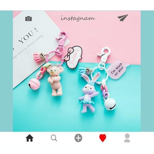 Bear Rabbit Keychain Cute Duffy &Shirley Rose Key-ring Girl Women Bag Pendant Keyholder Charms Gift For Friends Car Key Chain