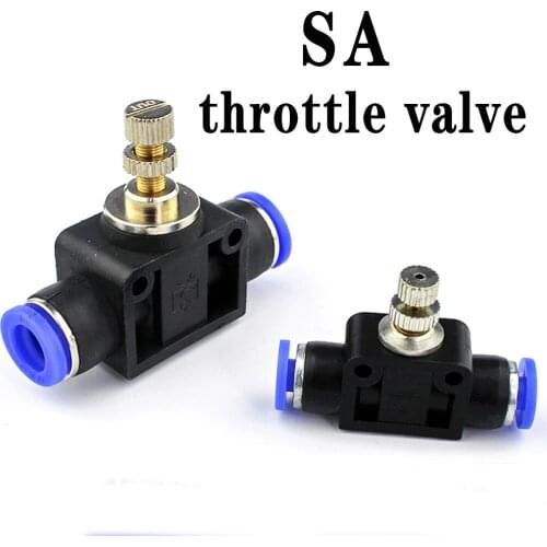 SA pneumatic quick connector 4mm 6mm 8mm 10mm 12mm hose gas flow manual regulating valve connector air speed controller