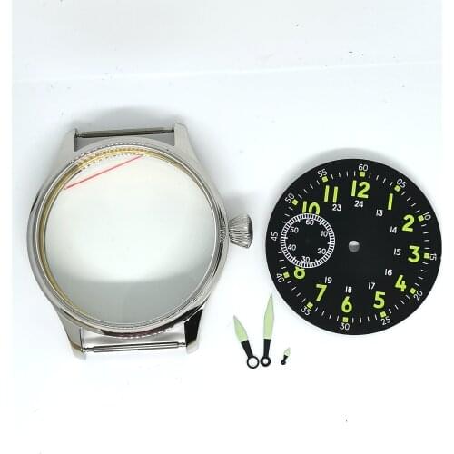 44MM Watch 316 Stainless Steel Case Add Dial And Hands Luminous Fit ETA 6497 ST 36 Manual Movement