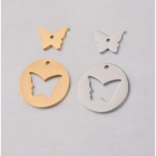 DIY accessories 5pair each Mirror polished stainless steel hollow butterfly combination matching pendant for bracelet/necklace