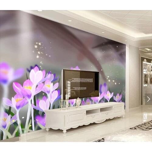 Photo Wallpaper 3D Hand painted beautiful purple flowers Murals Living Room TV Sofa Bedroom Home Decor Wall Papers Stickers