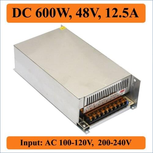600W 48V 12.5A Switching Power Supply triple Input AC100-240V to output DC 48V for LEDs driver Strip Light Voltage Transformer