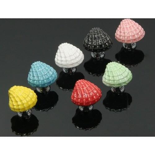 Ceramic Ocean Shell Drawer Knobs Mediterranean style Cabinet Cupboard door handles Novelty Fashion Furniture Handles Accessories