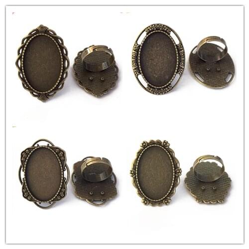 5PCS Ancient Bronze Ring Ring Size Adjustable Tray Size 20X30mm Oval Jewelry Accessories Ring Base