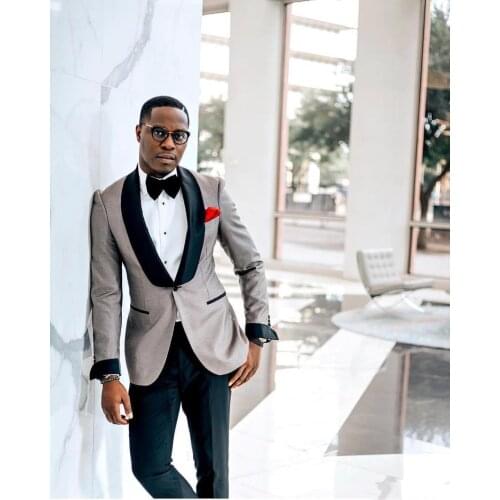 Handsome Groomsmen Shawl Lapel Groom Tuxedos Mens Wedding Dress Man Jacket Blazer Prom Dinner (Jacket+Pants+Tie) K74