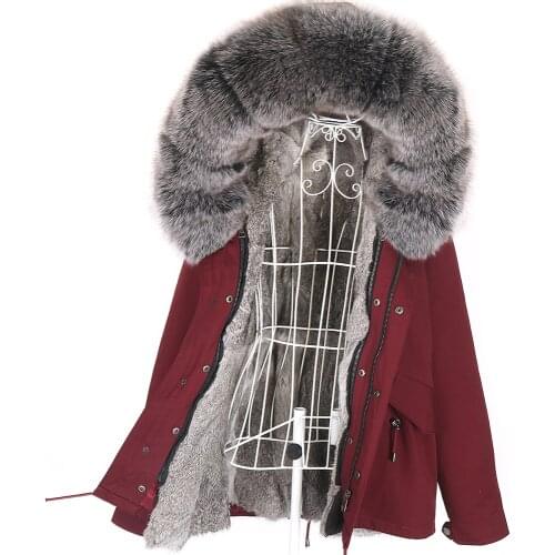 Short winter coat women waterproof parka real fur jacket 2020 plus size vest big natural fox fur collar hooded rabbit fur liner