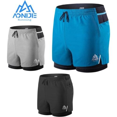 AONIJIE F5102 Men Quick Dry Sports Shorts Trunks Athletic Shorts With Lining Prevent Wardrobe Malf For Running Gym Soccer Tennis