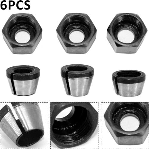 6 Pcs Router Collet Set Chuck Heads Adapter for Drills Engraving Trimming Carving Machine Electric Router Milling Cutter