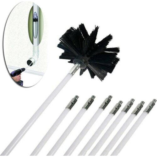 1 Set Chimney Cleaner Brush Rods Kit Rotary Sweep Flexible Rod Rotary Fireplaces Inner Wall Cleaning Brush Chimneys Accessories