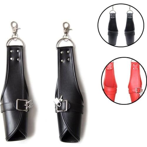 Leather Hang On Door Gloves Mitts Handcuff , Swing Suspension Cuffs Restraint Bondage,Role Play System For Couples