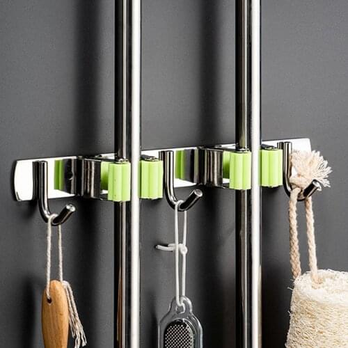 304 Stainless Steel Mop hook Kitchen Bathroom Wall Mount Mops Sundries Hanger Storage Holders Racks Room Hook Wall Mount