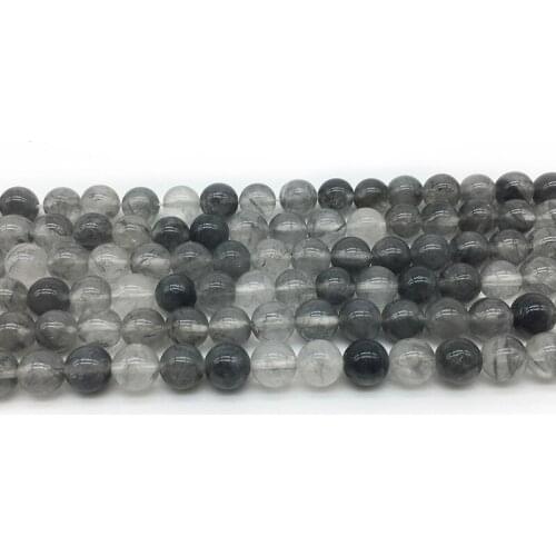 Natural Gem Stone Gray Quartzs Crystal Stone Round Loose Beads 4/6/8/10/12/MM Diy for Jewelry Making Accessories