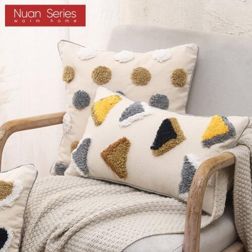 Boho Tufted Cushion Cover Morocco Geometric Pillow Plush Decorative 45x45cm/30x50cm Pillow Cover Sofa Bed Home Decor