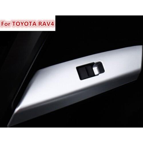 The new For Toyota RAV4 RAV 4 2016 LHD ABS Chrome Door Armrest Cover Window Lifter Switch Button Interior Moulding 4Pcs