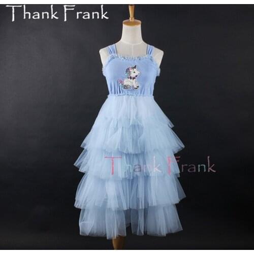 New Girls Tulle Dresses Toddlers Kids Sky Blue Soft Cake Pincesess Dress For Wedding Party Festival Girl Child Rave Clothing D2