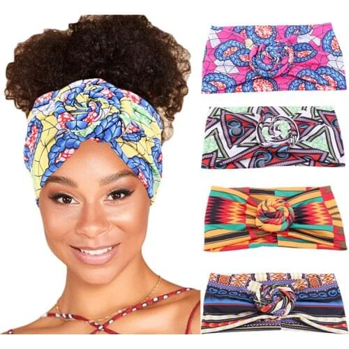New Fashion African Hair Scarf Print Stretch Cotton Headband Ladies Bandage Head Wrap Women Elastic Turban Head Hair Accessories