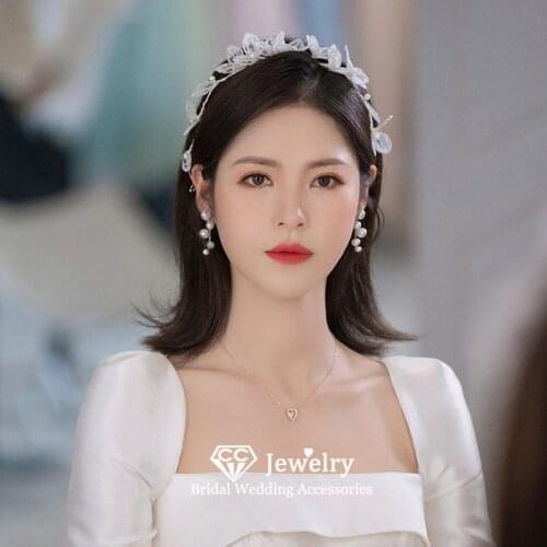 CC Bridal Hairbands Wedding Accessories for Women Engagement Hair Ornaments Flower Shape Headpiece Fashion Jewelry Party AN166