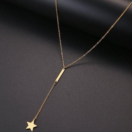 CACANA Stainless Steel Necklac Fashion Bohemian Star Choker Necklace For Women Pendant On Neck Chocker Stick Metal Chain Jewelry
