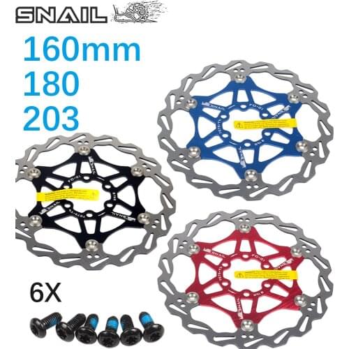 Snail Floating Brake Disk Rotor with 6 Bolts MTB Mountain Bike Hydraulic 160 180 203 mm Brake Pad Downhill DH CX