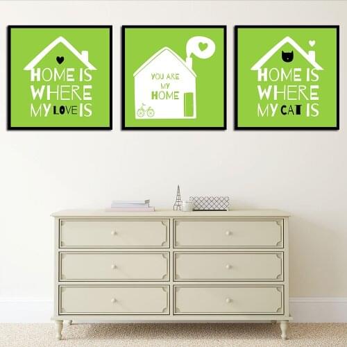 Green Color Animal Girls Gift Modern Room Print Cat Wall Art Kids And Baby Rome Posters Inspirational Painting No Frame Pictures