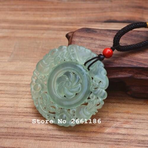 Natural XIUYU Jadee Stone Pendant Handmade Carved Hollow-out Round Women Mens Amulet Nephrite Jades Jewelry Pendants With Rope