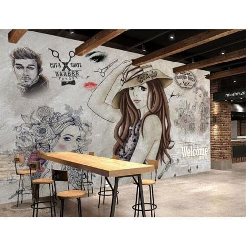 Custom Photo Wallpaper Modern Fashion Hand Painted Beauty Barber Shop Tooling Background Wall Decor Paintings Papel De Parede 3D