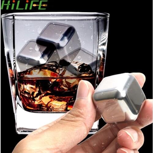 HILIFE Beer Drink Quick Frozen Ice Stone 1pc Stainless Steel Ice Cubes Chilling Stones for Whiskey Wine Whiskey Cooler Rocks