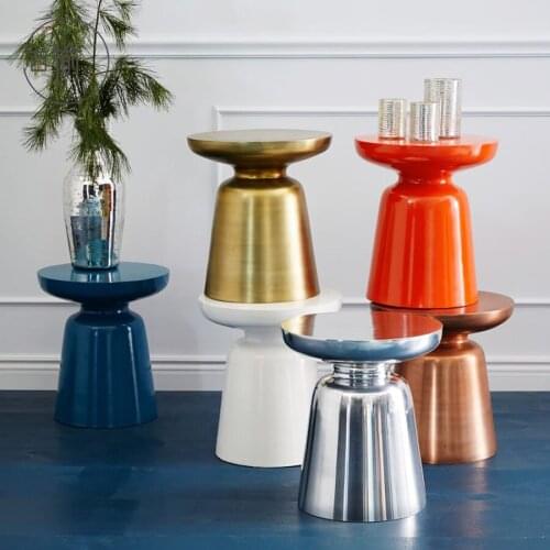 Sofa Bed Bedroom Bedside Table Small Table Side Table Light Luxury Metal Round Table Creative Removable Small Coffee Table