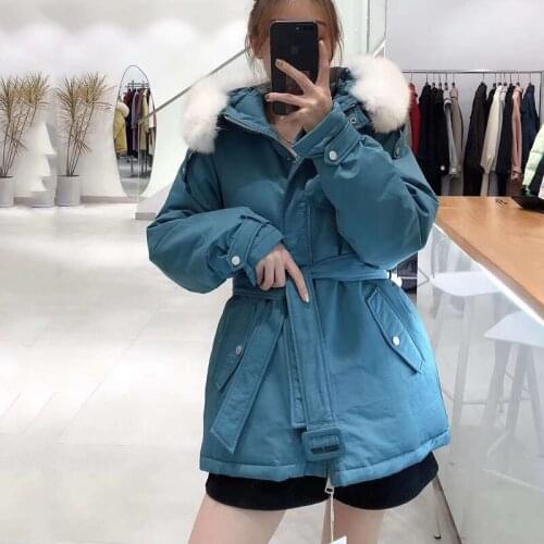 Down Quality High Jacket Women Coat Winter Hooded With Real Fox Fur Collar Plus Size Outerwear Slim Thick Warm Fn00878