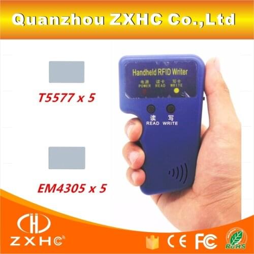 Handheld RFID Reader Writer 125KHZ RFID Copier Duplicator For ID Card + 5pcs T5577 Card and + 5pcs EM4305 Card