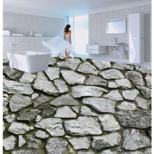 Self-adhesive Large Custom Kitchen Bathroom Flooring wallpaper waterpoof 3D Flooring rock floor sticker floor paper