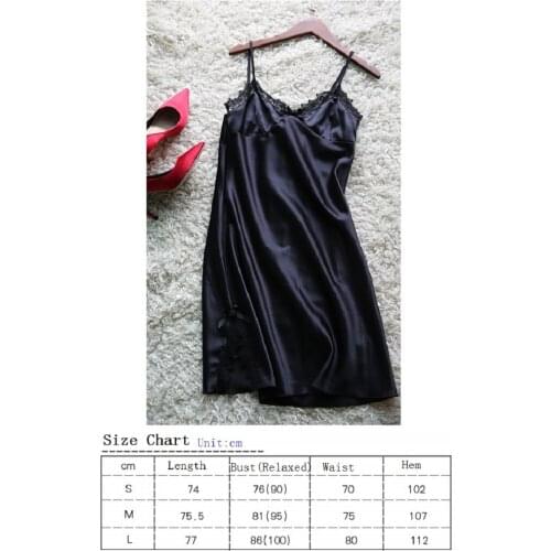 Sexy Satin Nightgown Sling Straped Sheer Color Lace Embroidery Dressing Women Silk Home clothing Erotic Lingerie Skirt Underwear