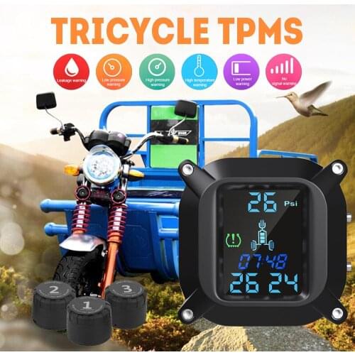 Vehemo TPMS Tire Pressure Alarm Tire Pressure Monitoring System USB Interface Motorbike for 2PCS Sensor