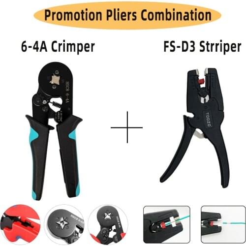 Joint promotion 6-4a crimper and FS-D3 stripper 2 pces power for wire 0.25-10m2 pliant terminals crimping tool pliers tools
