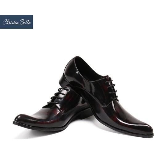 Christia Bella British Party Men Brogue Shoes Real Leather Oxford Shoes Business Office Lace Up Formal Shoes Male Footwear