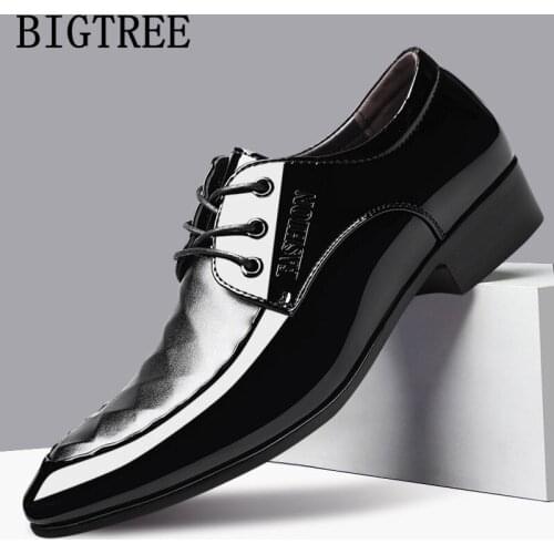 Mens Dress Shoes Patent Leather Oxford Shoes For Men Business Leather Shoes Men Italian Luxury Brand Formal Wedding Shoes Zapato