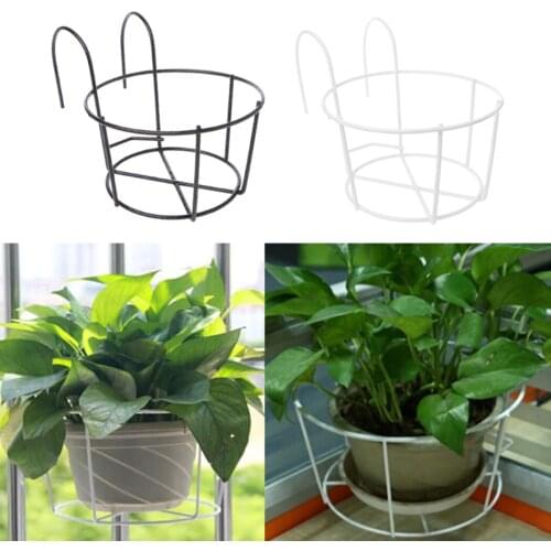 Outdoor Hanging Plant Iron Racks Fence Balcony Round Flower Pot Garden Supplies 15*12.5*9cm Baskets Pots & Window Boxes
