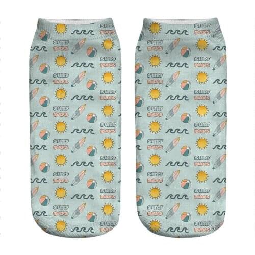 2021 Womens socks kawaii Surf Pack blue Printed Socks Woman harajuku Happy Funny Novelty cute girl gift Socks for women